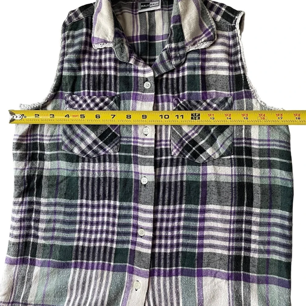 Vintage Malu Malu Purple‎ Flannel Button Up Shirt, L